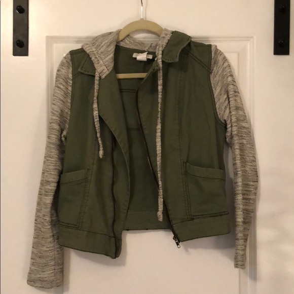 love, Fire Jackets & Blazers - Olive Jacket w/ sweater sleeves